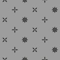 Seamless pattern with geometric shapes and symbols