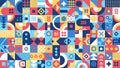 Seamless pattern with geometric shapes. Vector illustration in retro style. Royalty Free Stock Photo