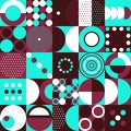 Seamless pattern, geometry shapes in cool blue and red