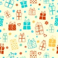 Seamless pattern of gift boxes Royalty Free Stock Photo