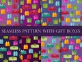 Seamless pattern with gift boxes. Seamless pattern with Christmas presents. Vector Royalty Free Stock Photo