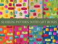 Seamless pattern with gift boxes. Seamless pattern with Christmas presents. Vector Royalty Free Stock Photo