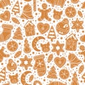 Seamless pattern with gingerbread cookies