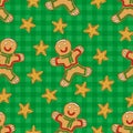 Seamless Pattern with Gingerbread Man and Star