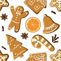 Seamless pattern with gingerbreads