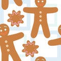 Seamless pattern with gingerbreads Royalty Free Stock Photo