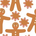 Seamless pattern with gingerbreads Royalty Free Stock Photo