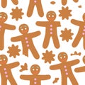 Seamless pattern with gingerbreads Royalty Free Stock Photo