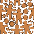 Seamless pattern with gingerbreads Royalty Free Stock Photo