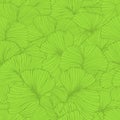 Seamless pattern with ginkgo biloba leaves, textured hand drawn outline leaf veins Royalty Free Stock Photo