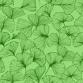 Seamless pattern with ginkgo biloba leaves, textured hand drawn outline leaf veins Royalty Free Stock Photo