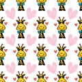 Seamless pattern with giraffe head and hearts. Royalty Free Stock Photo