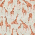Seamless pattern with giraffes. Wild animals of Africa. Royalty Free Stock Photo