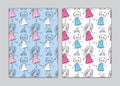 Seamless pattern girls cartoon for book cover, paper, wallpaper, Gift Wrap, wale, fabric. vector