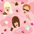 Seamless pattern - girls and dessert