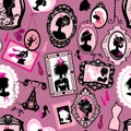 Seamless pattern with glamour girl portraits