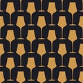 Seamless pattern with glass of ÃÂhampagne. Alcohol drink in art deco style. Golden icon of cocktails style of the 1920s-1930s