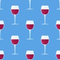 Seamless pattern with glass of red wine Royalty Free Stock Photo