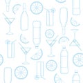 Seamless pattern of glasses and bottles