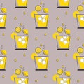 Seamless pattern, glasses with cocktail, ice cubes and fruit slices. Print, background, vector Royalty Free Stock Photo