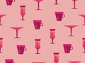 Seamless pattern with glasses of cocktails and martini. Vector Royalty Free Stock Photo