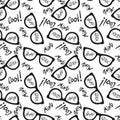 Seamless pattern with glasses and inscriptions: nerd, cool, mind, geek. Vector Royalty Free Stock Photo