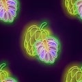 Seamless pattern with glow cherimoya fruit