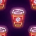 Seamless pattern with glow Paper Cup of Coffee Royalty Free Stock Photo