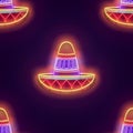 Seamless pattern with glow Sombrero, Ethnic Mexican Culture