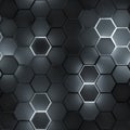 Seamless pattern of glowing hexagons 3D render Royalty Free Stock Photo