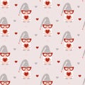 Seamless pattern with gnome in glasses Royalty Free Stock Photo