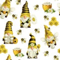 pattern of gnomes and bees