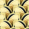 Seamless Pattern with Gold and Black Ethnic Motifs