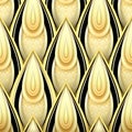 Seamless Pattern with Gold and Black Ethnic Motifs