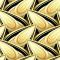 Seamless Pattern with Gold and Black Ethnic Motifs