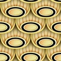 Seamless Pattern with Gold and Black Ethnic Motifs