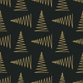 Seamless pattern with gold and black geometric Christmas trees Vector illustration. Winter holidays collection. Merry Royalty Free Stock Photo