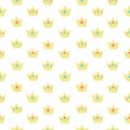 Seamless pattern with gold crowns and diamonds on white background. Royalty Free Stock Photo