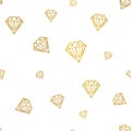 Seamless pattern with gold diamonds