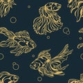 Seamless pattern with gold fish. background Royalty Free Stock Photo