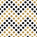 Seamless pattern with gold glitter and black chevron of circle