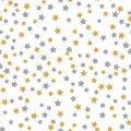 Seamless pattern gold gray stars on white Background with Merry Christmass. Golden Gray stars. Background for your Christmas and