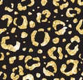 Seamless pattern of gold leopard print on black Royalty Free Stock Photo