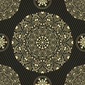 Seamless pattern with gold openwork circles