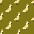 Seamless pattern of gold parrot vector illustration wild animal characters cute fauna tropical feather pets background.