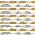 Seamless pattern of gold and silver lines or strokes