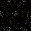 Seamless pattern with gold spiral curls ornament. Vintage design golden Christmas element. Abstract ornate floral decor Royalty Free Stock Photo