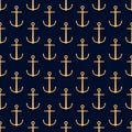 Seamless pattern with golden anchors