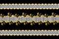 Seamless Pattern of Golden antique decorative baroque on black background. Fabric Design Background ready for textile print.