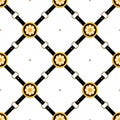 Seamless Pattern of Golden Antique Motif with Black Belts on White Background. Royalty Free Stock Photo